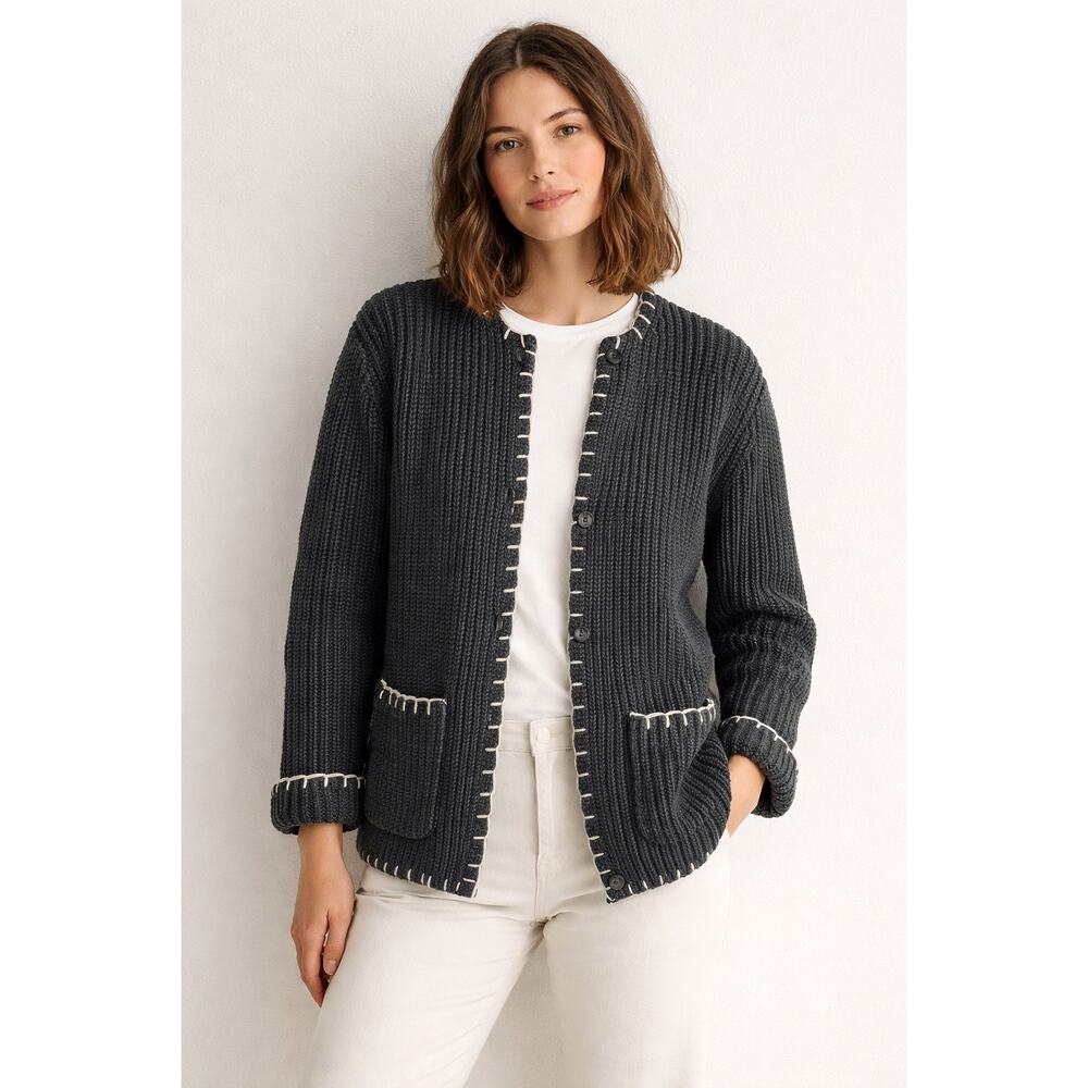 Alex Mill Marylebone Sweater Jacket – Charcoal w/ Contrast Stitching | XS
